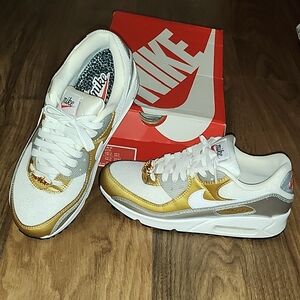 Nike Gold and Silver Sneakers Classic Design